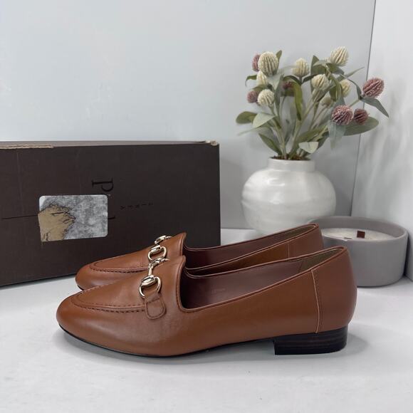 Linea Paolo Maura Essential Golden Bit Leather Loafers Cognac Women's 7M Classic - Picture 1 of 11